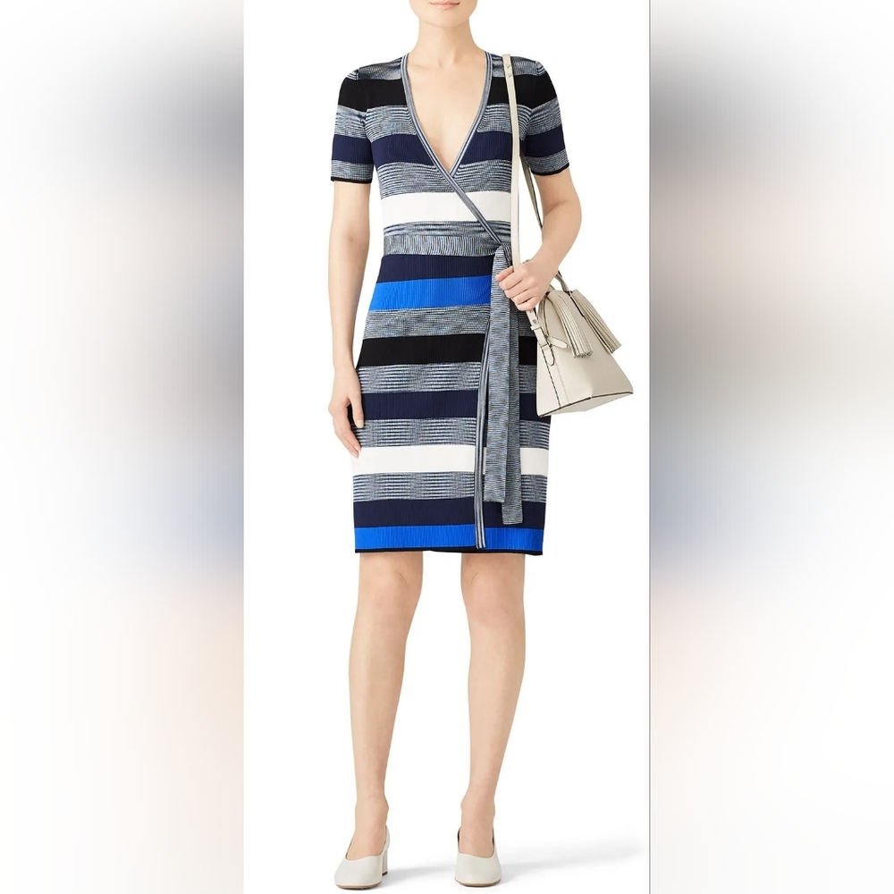 DVF Oxford Multi Knit Wrap Dress